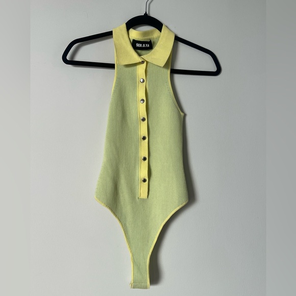 SER.O.YA Tops - New SER.O.YA Ribbed Collared Polo Bodysuit